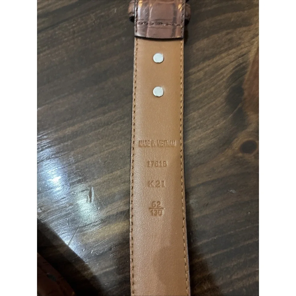 Polo Ralph Lauren Brown Genuine Leather Alligator Crocodile Dress Belt Men 52